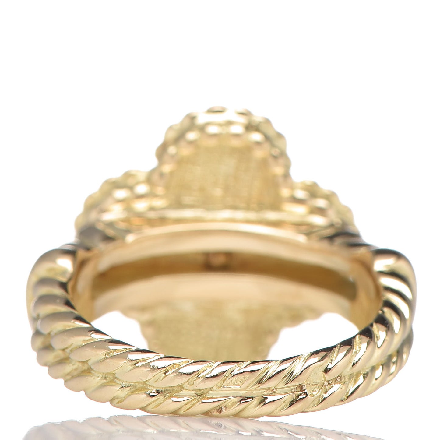 18K Yellow Gold Black Onyx Diamond Vintage Alhambra Ring 47 4