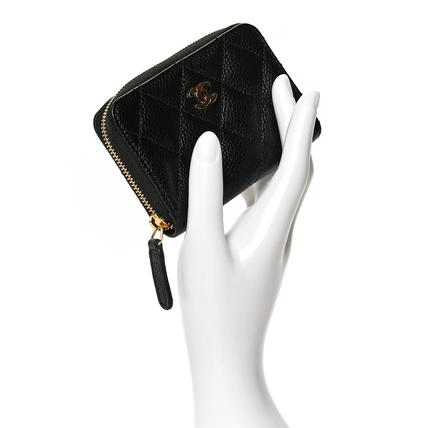 Chanel Caviar Quilted Zip Coin Purse Black 2 of 8