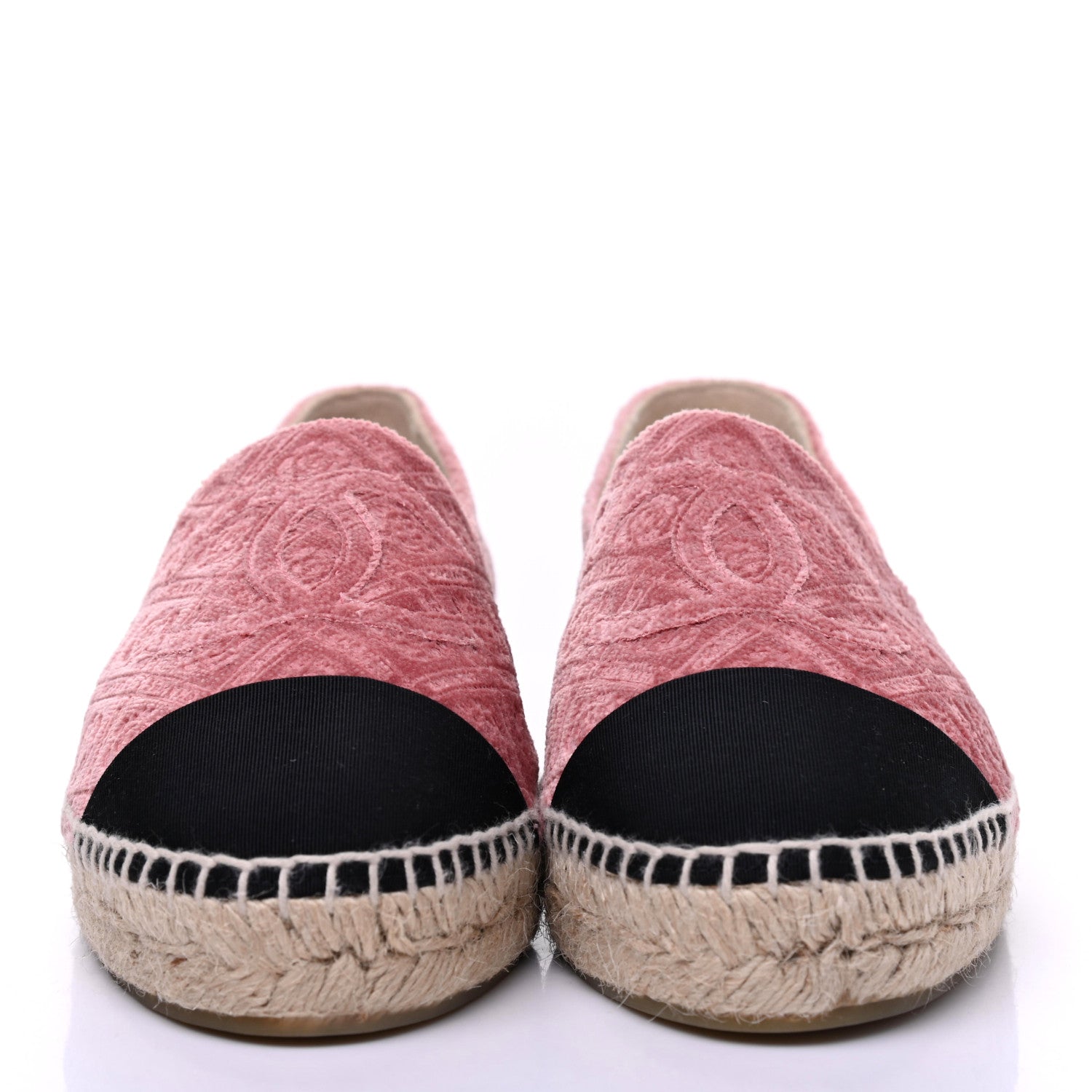 Chanel Velvet Grosgrain Quilted Camellia CC Espadrilles 39 Pink Black 2 of 9