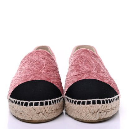 Chanel Velvet Grosgrain Quilted Camellia CC Espadrilles 39 Pink Black 2 of 9