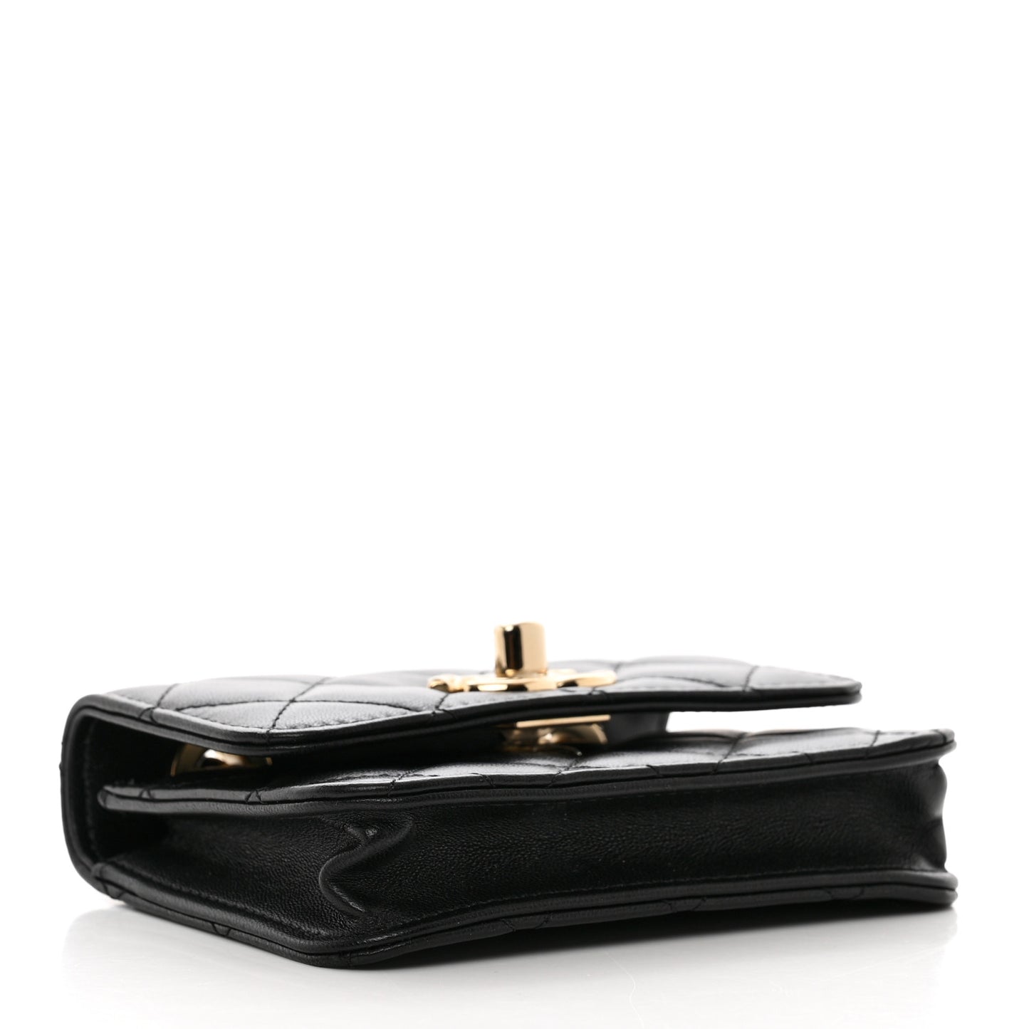 Lambskin Quilted Trendy CC Card Holder On Chain Black