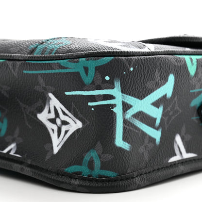 Louis Vuitton Monogram Eclipse LV Graffiti Archy Messenger MM Green Lights 9 of 9