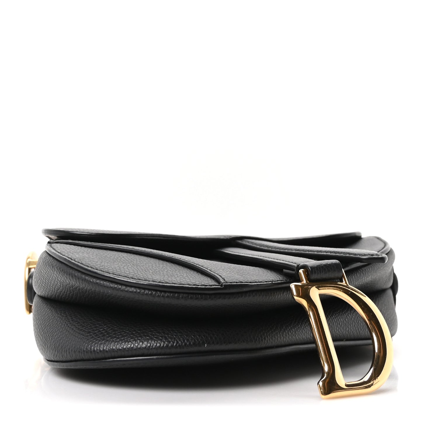 Grained Calfskin Mini Saddle Bag Black