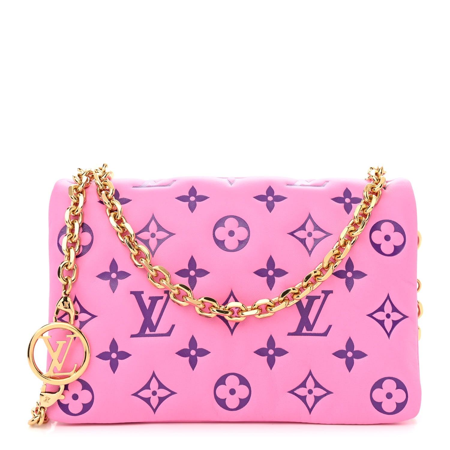 Louis Vuitton Lambskin Embossed Monogram Vuittamins Pochette Coussin Rose Violet 1 of 11