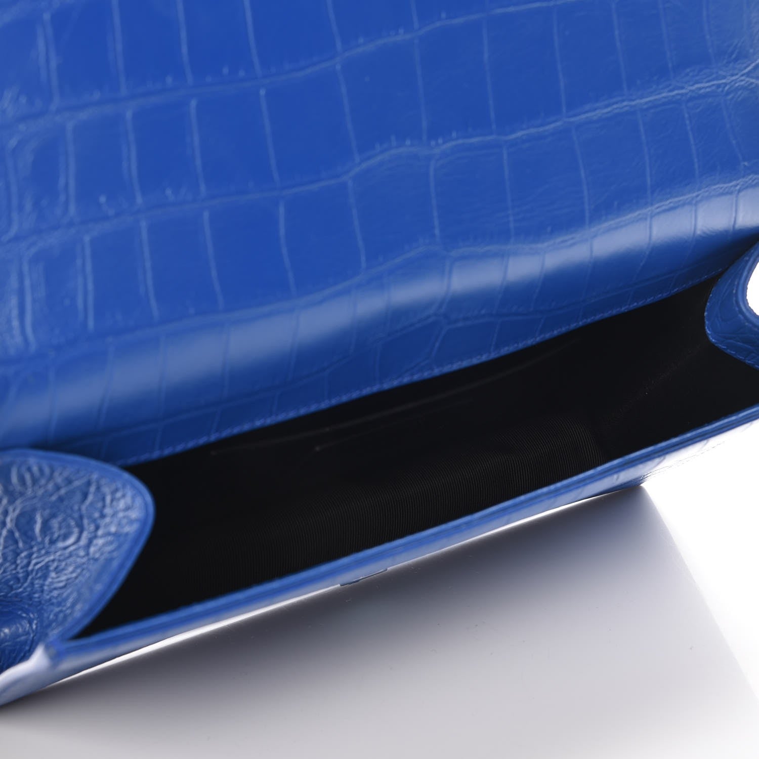 Saint Laurent Calfskin Crocodile Embossed Classic Kate Monogram Clutch Royal Blue 6 of 6