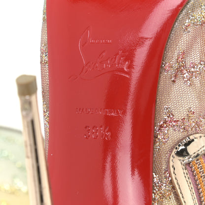 Christian Louboutin Rete Tulle Nancy Bootie 100 Ankle Boots 38.5 Multicolor Blush 7 of 14