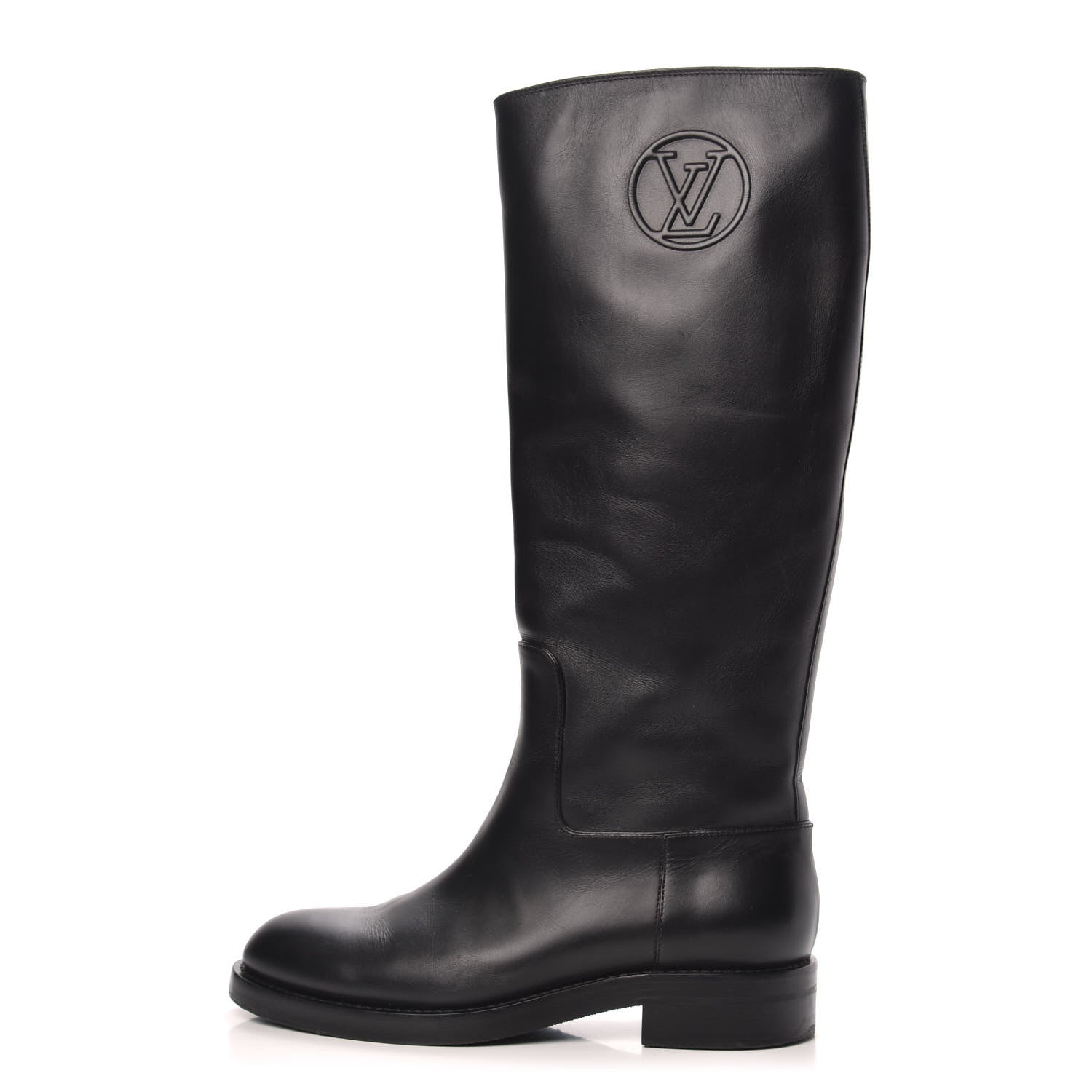 Louis Vuitton Calfskin Overdrive Flat High Boots 38.5 Black 1 of 10