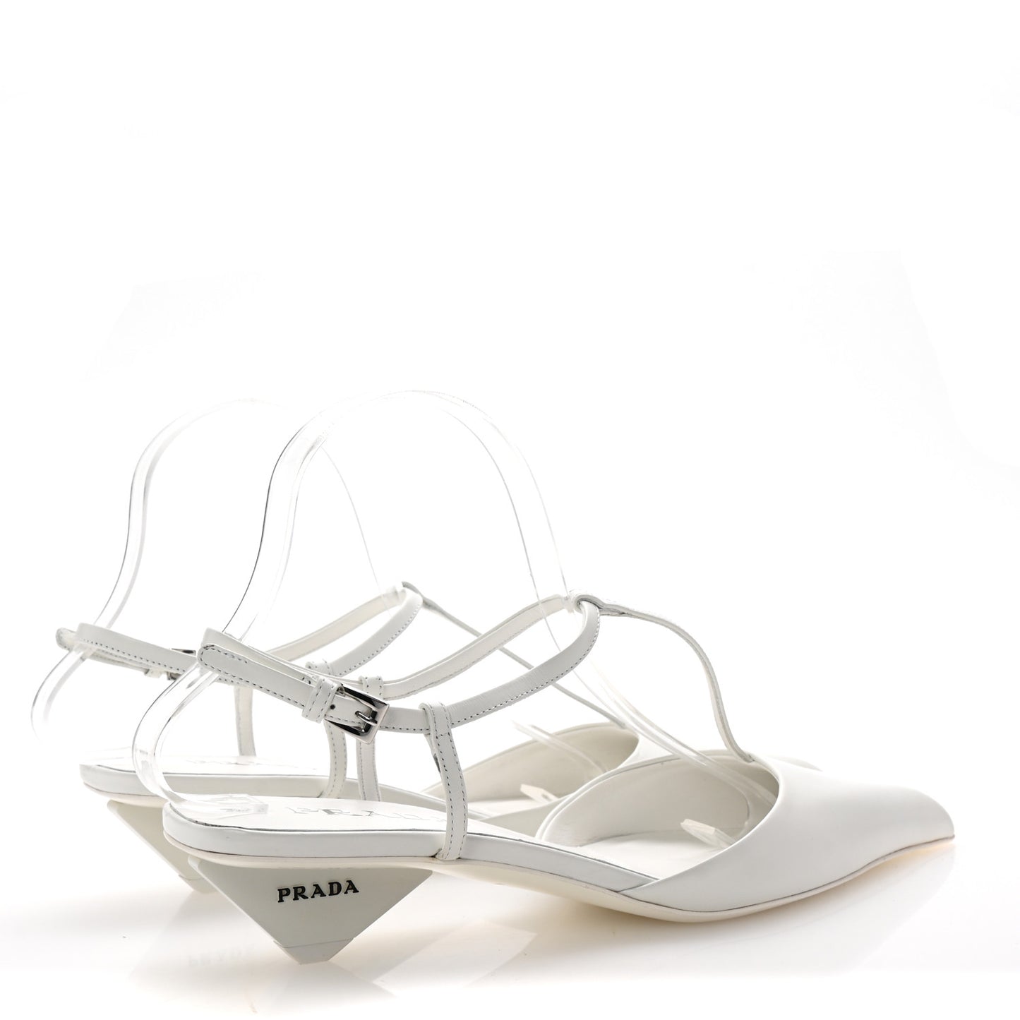 Calfskin T Strap Slingback Pumps 39 White
