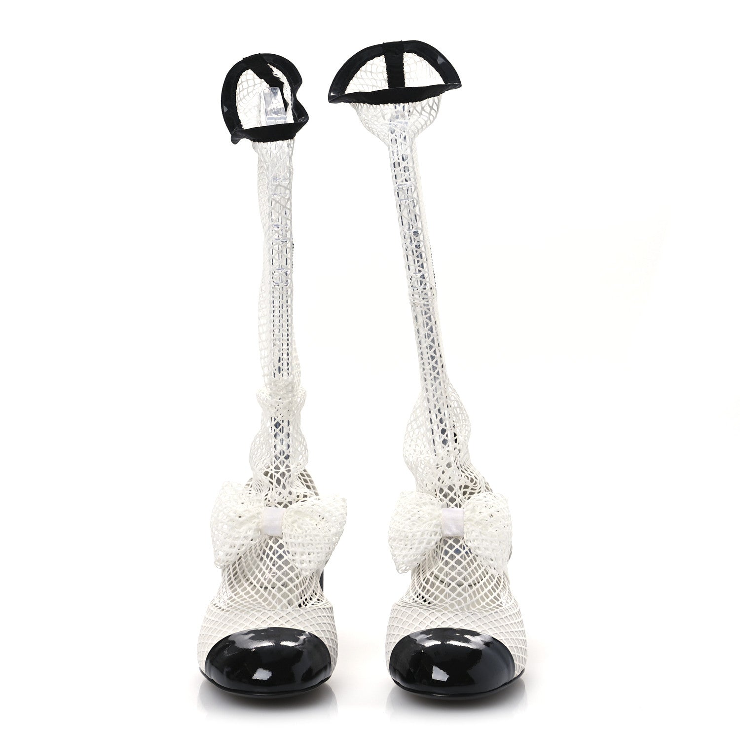 Chanel Mesh Kid Suede Patent Mary Jane Short Boots 39 White Black 3 of 13