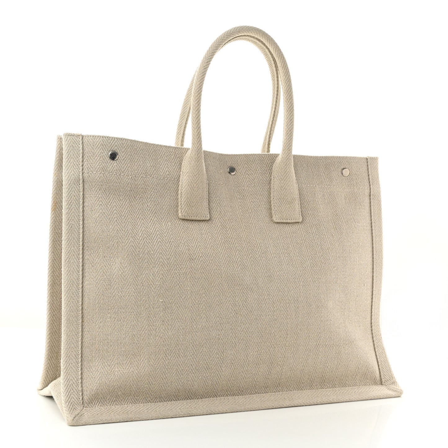 Linen Calfskin Rive Gauche Tote Beige Sea Salt