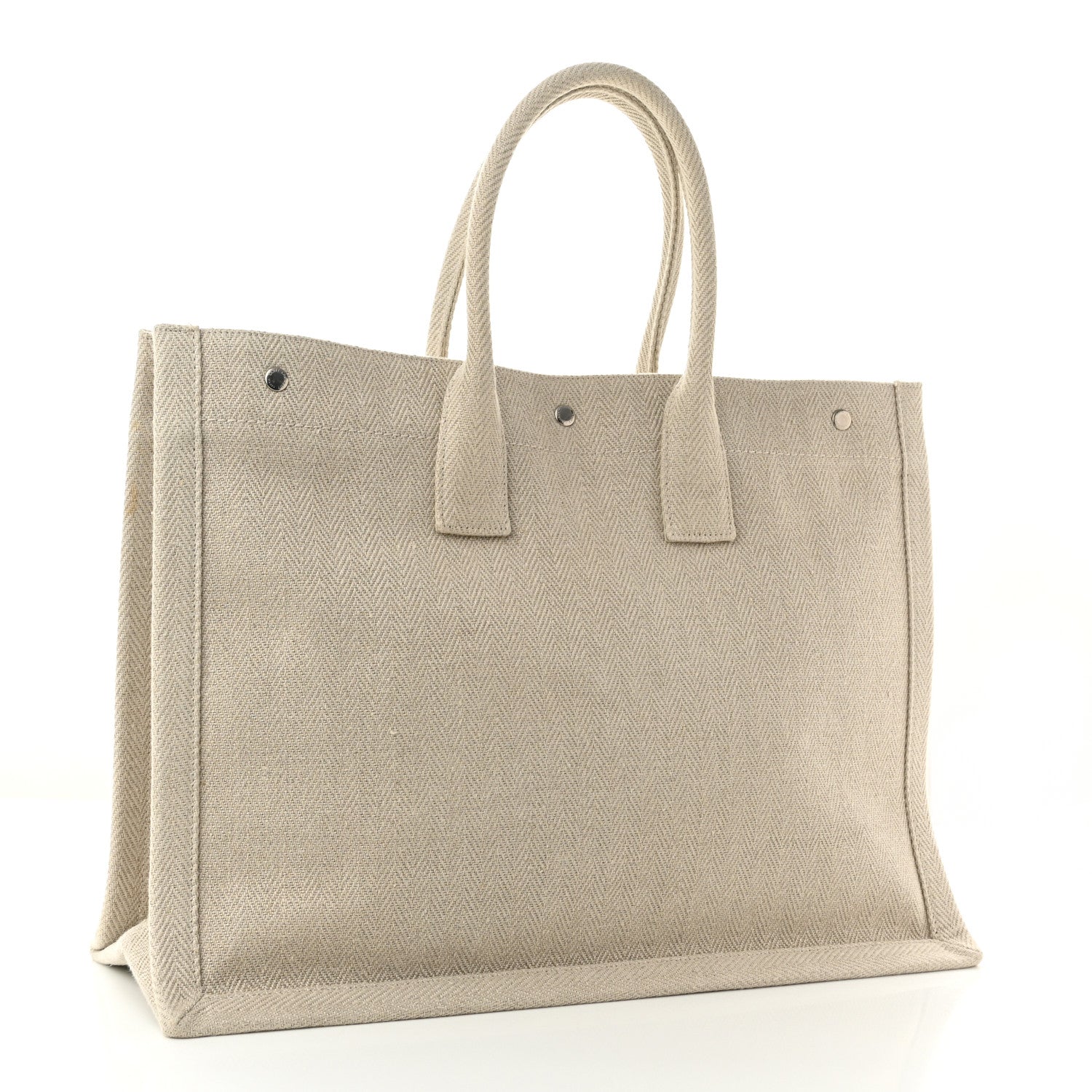 Saint Laurent Linen Calfskin Rive Gauche Tote Beige Sea Salt 3 of 10