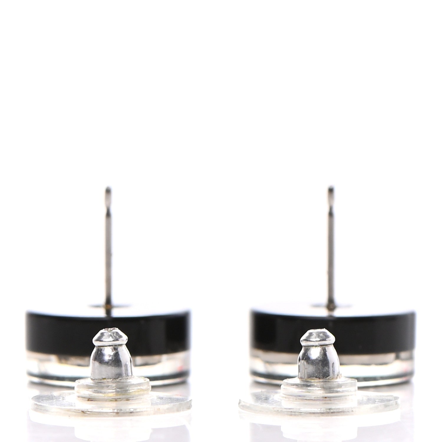 Chanel Resin Crystal CC Earrings Black Silver 3 of 4