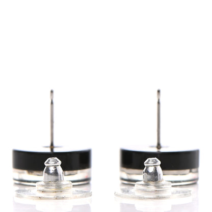 Chanel Resin Crystal CC Earrings Black Silver 3 of 4