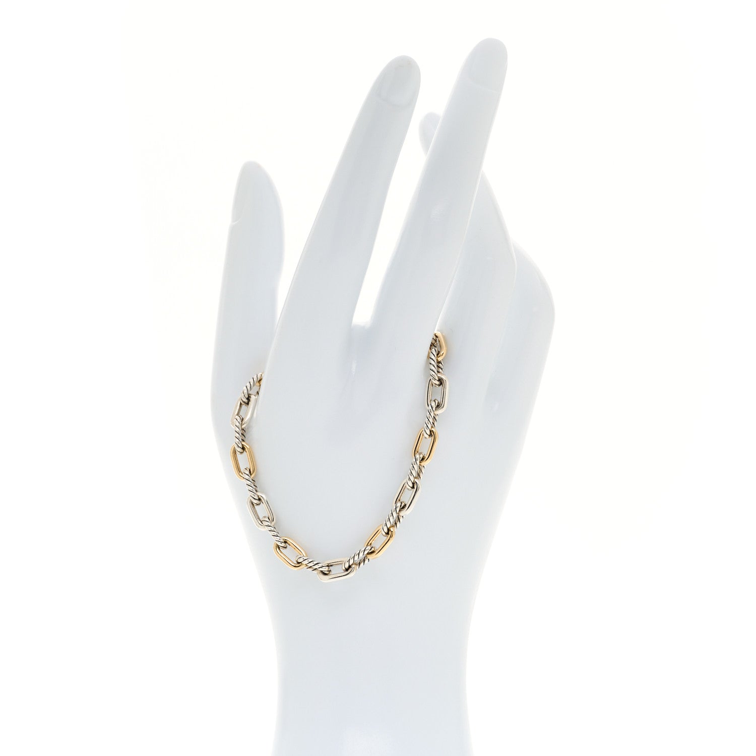 David Yurman Sterling Silver 18K Yellow Gold 5.5mm DY Madison Link Chain Bracelet 2 of 6
