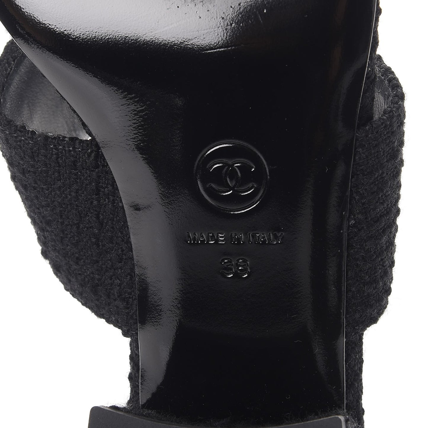 Tweed Gripoix Embellished Slides 38 Black