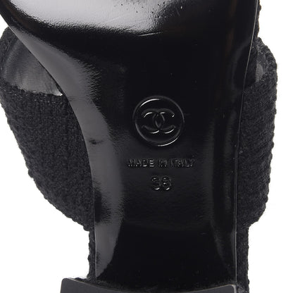 Chanel Tweed Gripoix Embellished Slides 38 Black 8 of 12