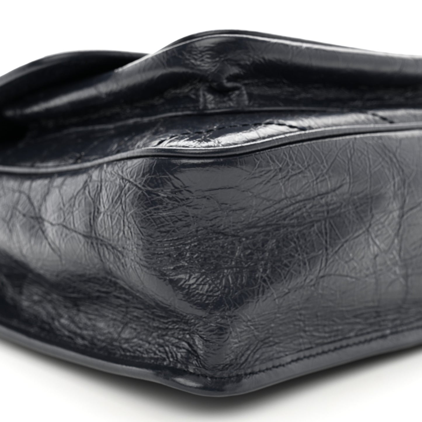 Crinkled Calfskin Matelasse Monogram Medium Niki Chain Satchel Deep Marine