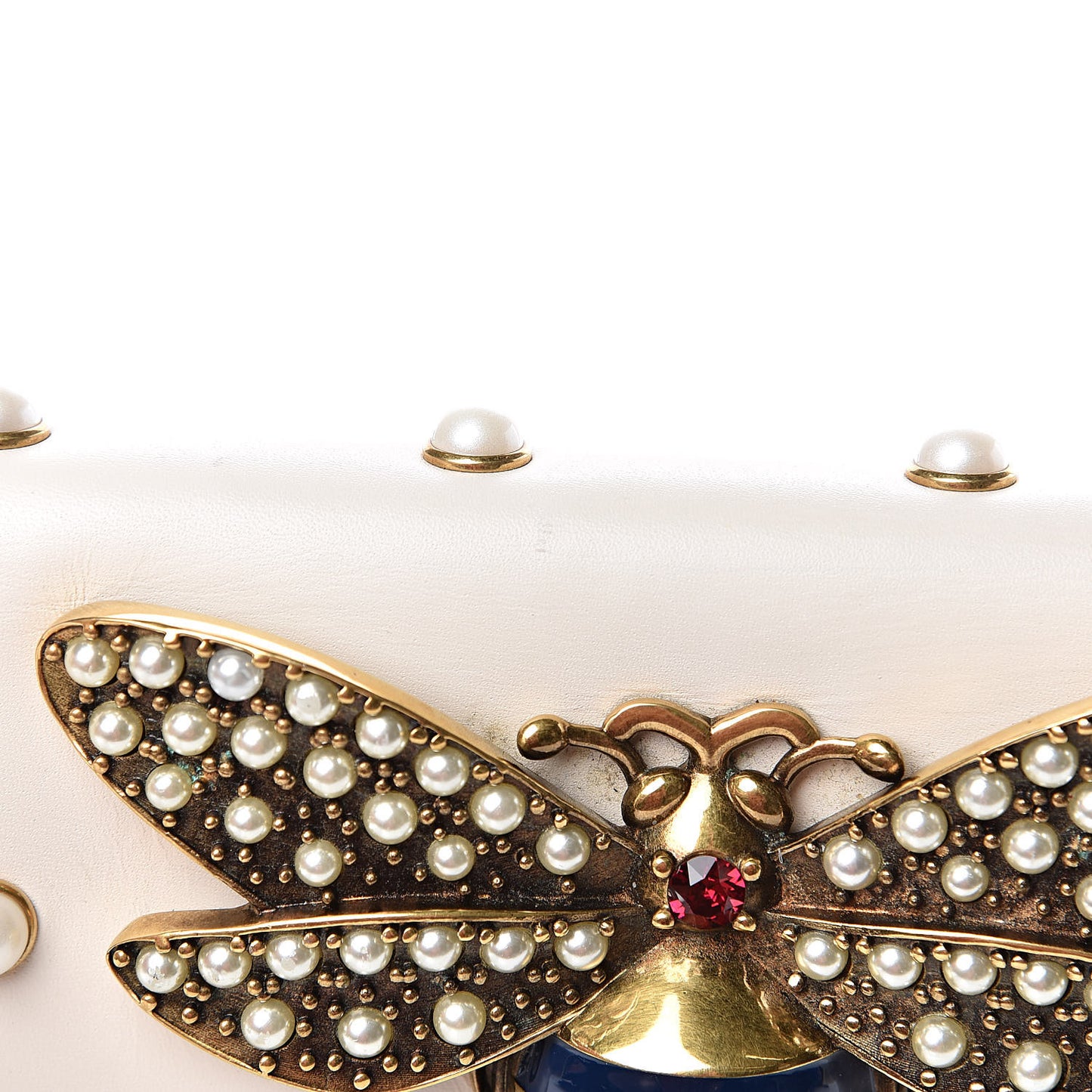 Nappa Pearl Studded Mini Queen Margaret Broadway Shoulder Bag Mystic White