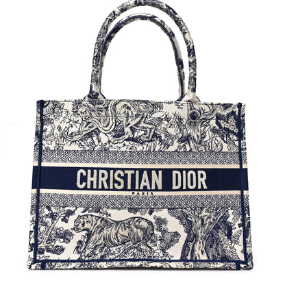 Christian Dior Canvas Embroidered Medium Dioriviera Toile De Jouy Book Tote Blue 1 of 8