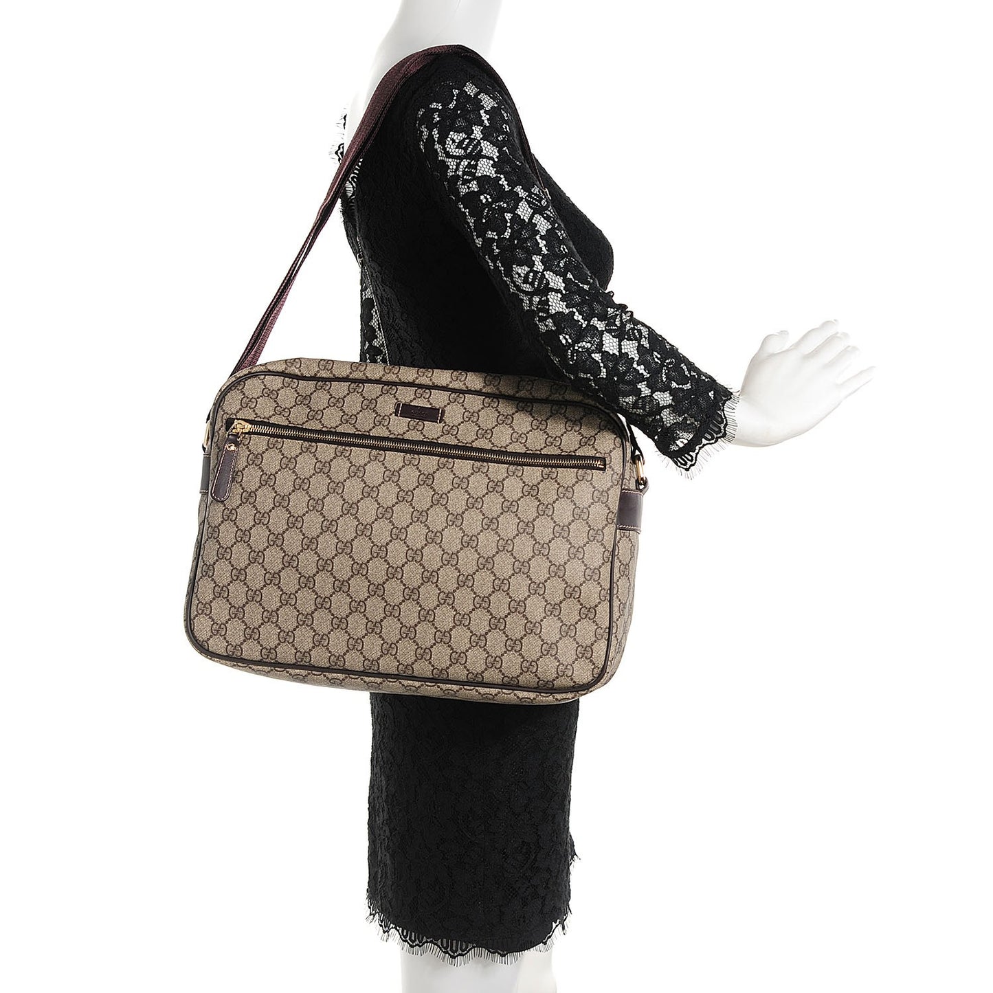 GG Plus Monogram Large Messenger Bag Dark Brown