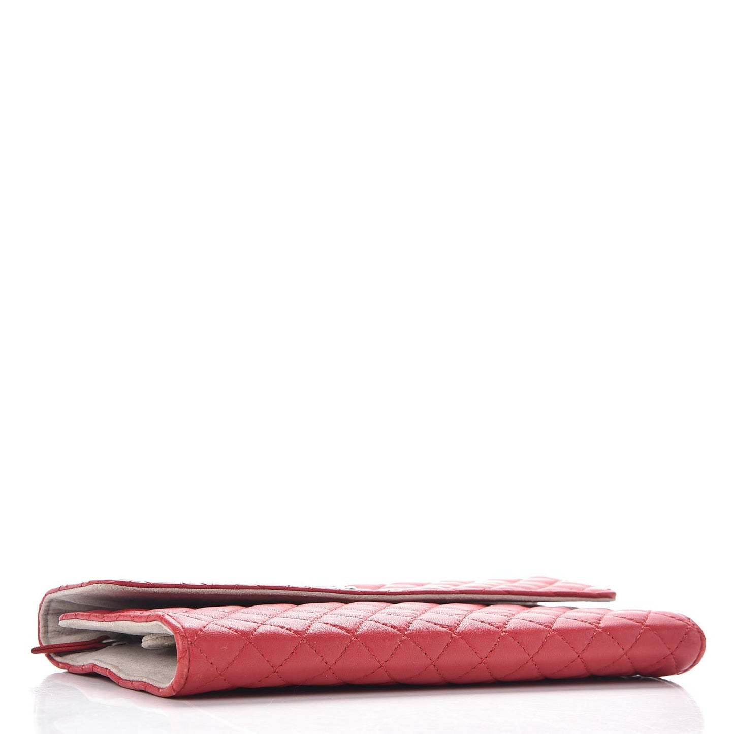 Lambskin Quilted Camellia Tri Fold Jewelry Case Red