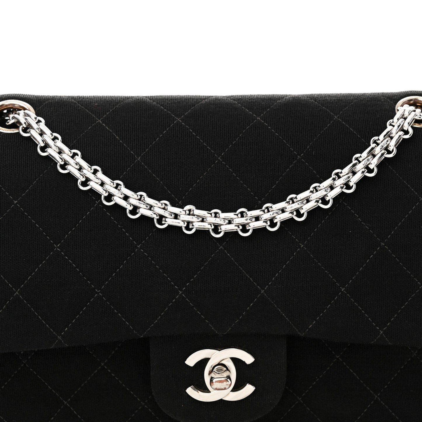 Jersey Quilted Medium Double Flap Black