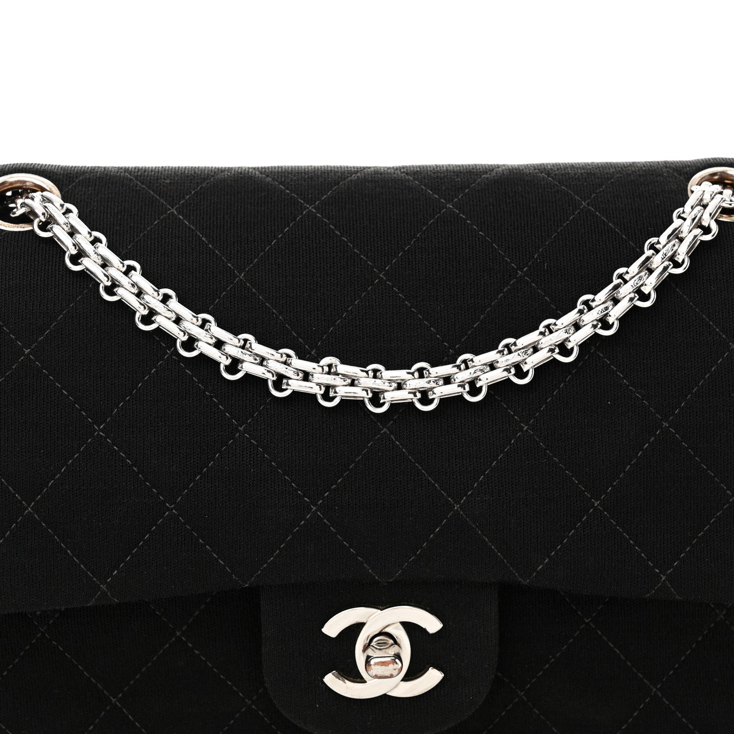 Chanel Jersey Quilted Medium Double Flap Black 8 of 23