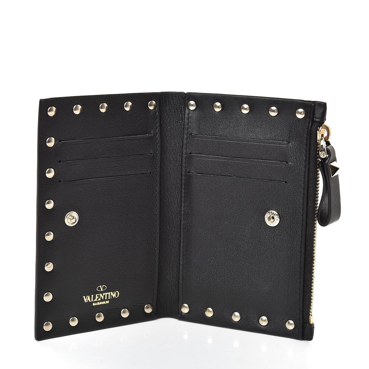 Vitello Rockstud Coin Case Card Holder Black