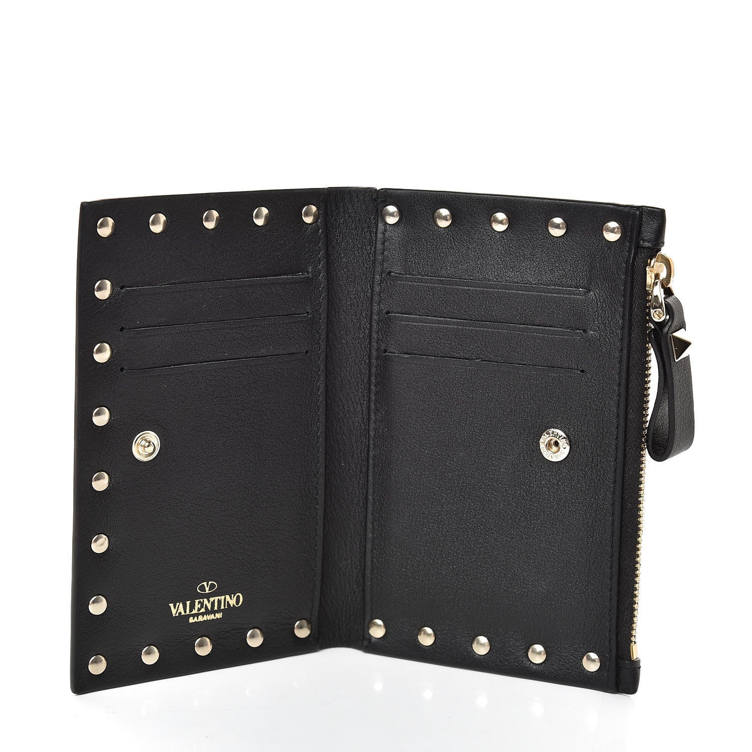 Valentino Garavani Vitello Rockstud Coin Case Card Holder Black 5 of 6