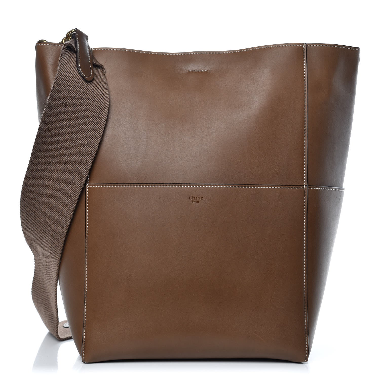 Celine Natural Calfskin Sangle Bucket Bag Chestnut 1 of 12