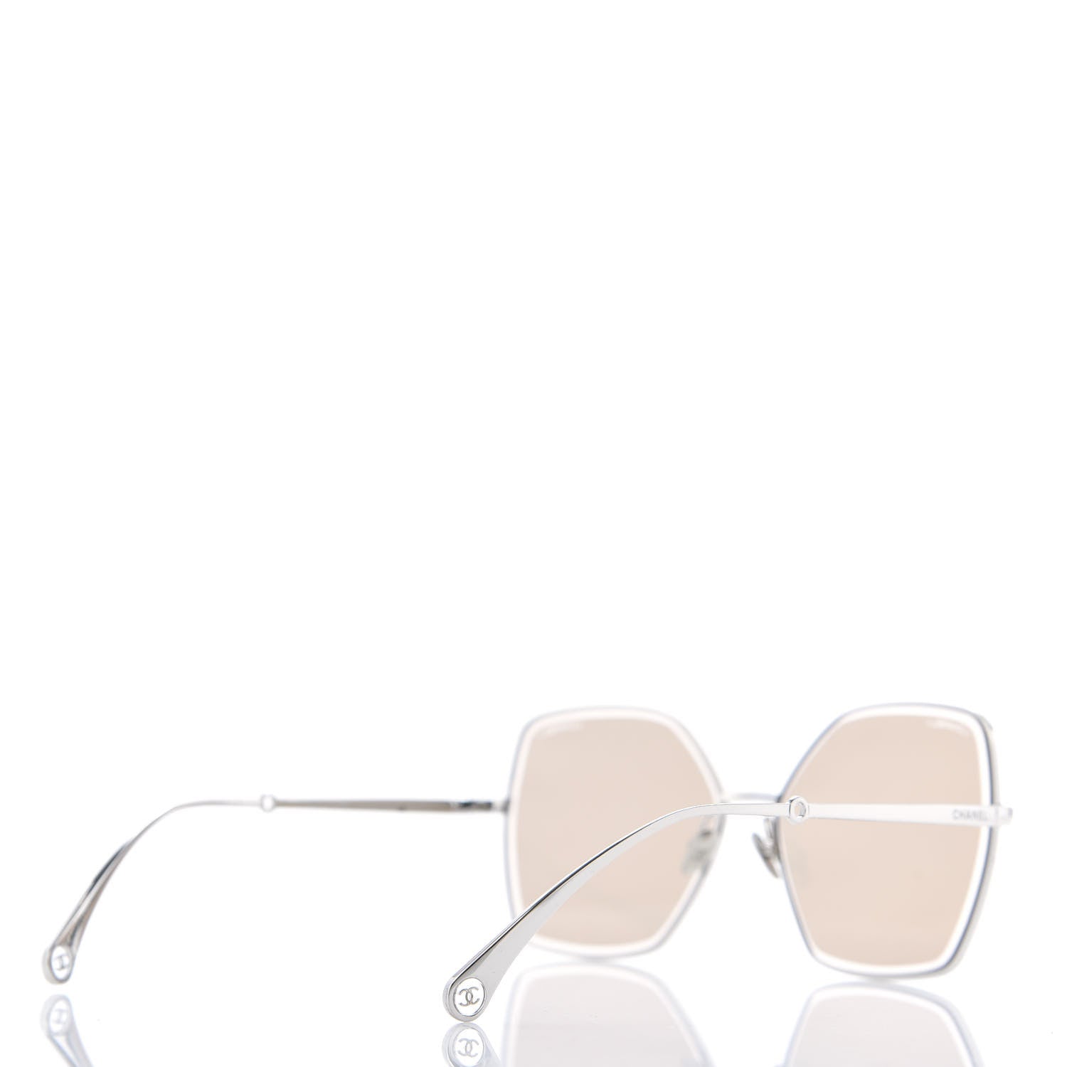 Chanel Metal Butterfly Removable Pearl Chain Sunglasses 4262 Silver Brown 5 of 10