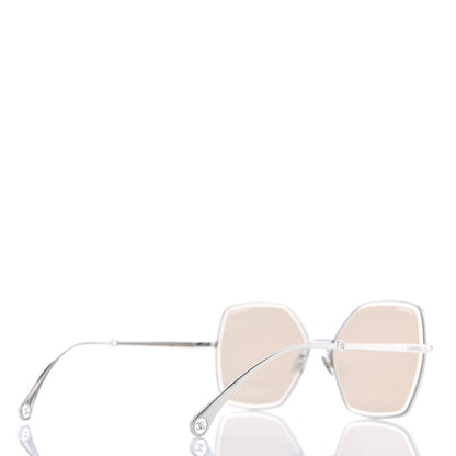 Chanel Metal Butterfly Removable Pearl Chain Sunglasses 4262 Silver Brown 5 of 10