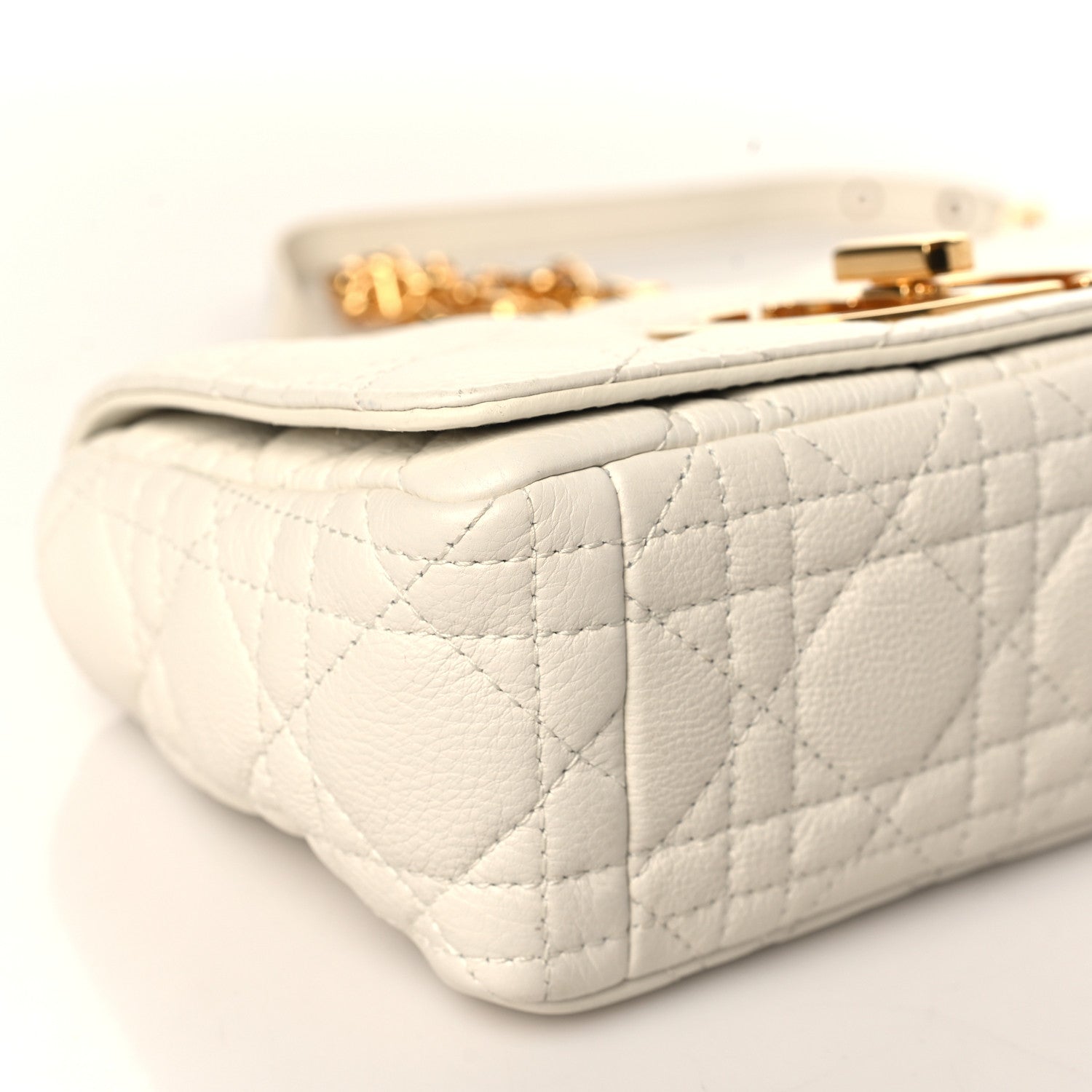 Christian Dior Calfskin Cannage Small Caro Bag Ivory 8 of 11