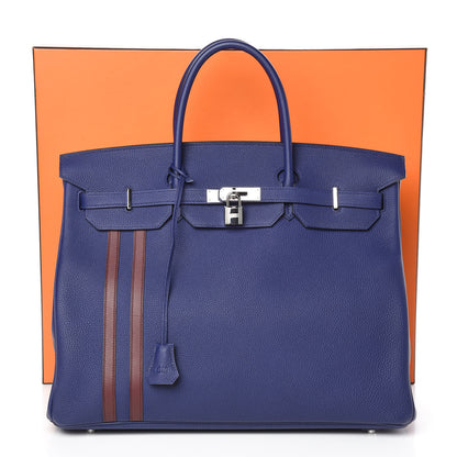 Hermes Togo Swift Officier Birkin 40 Bleu Encre Bordeaux 35 of 35