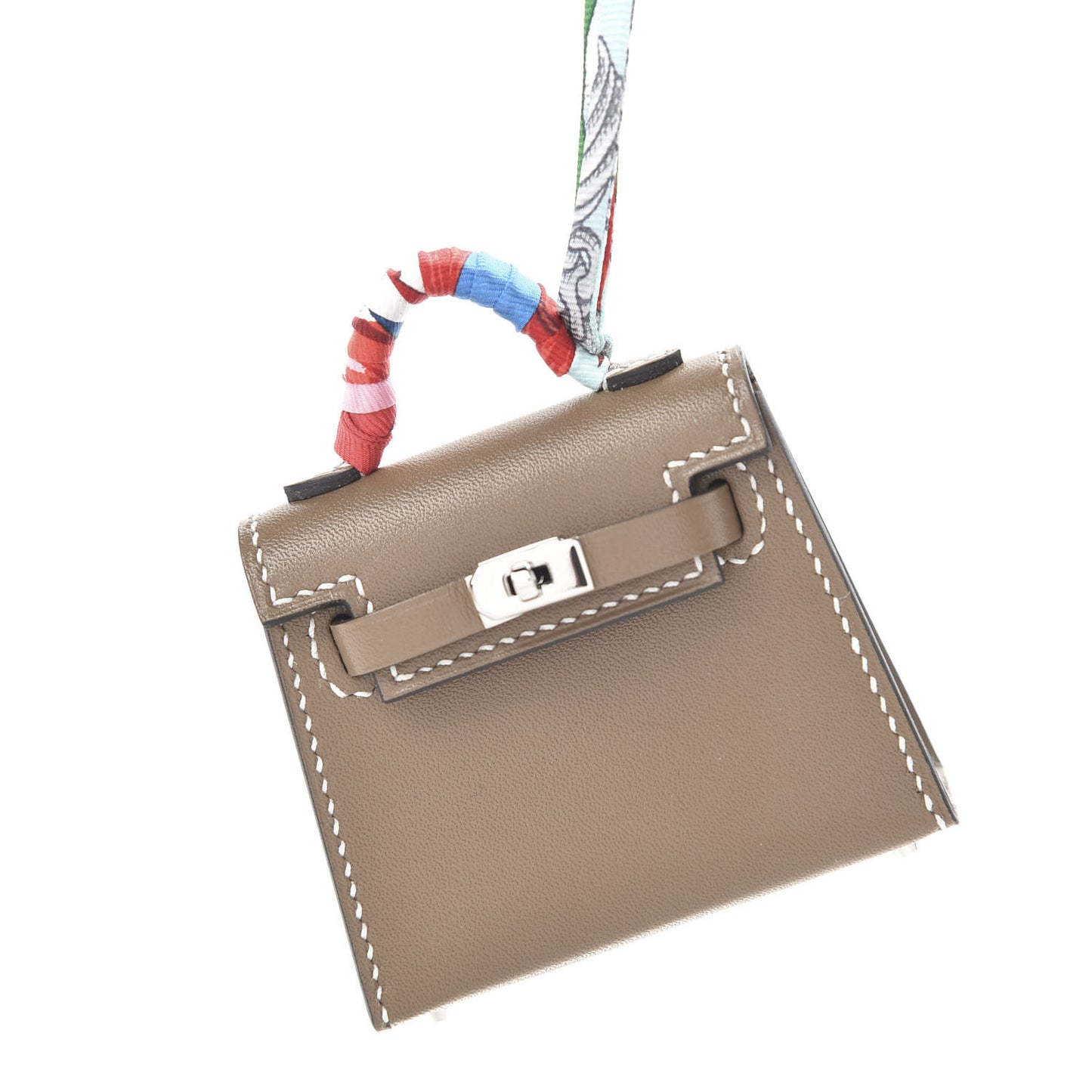 Tadelakt Mini Kelly Twilly Bag Charm Etoupe