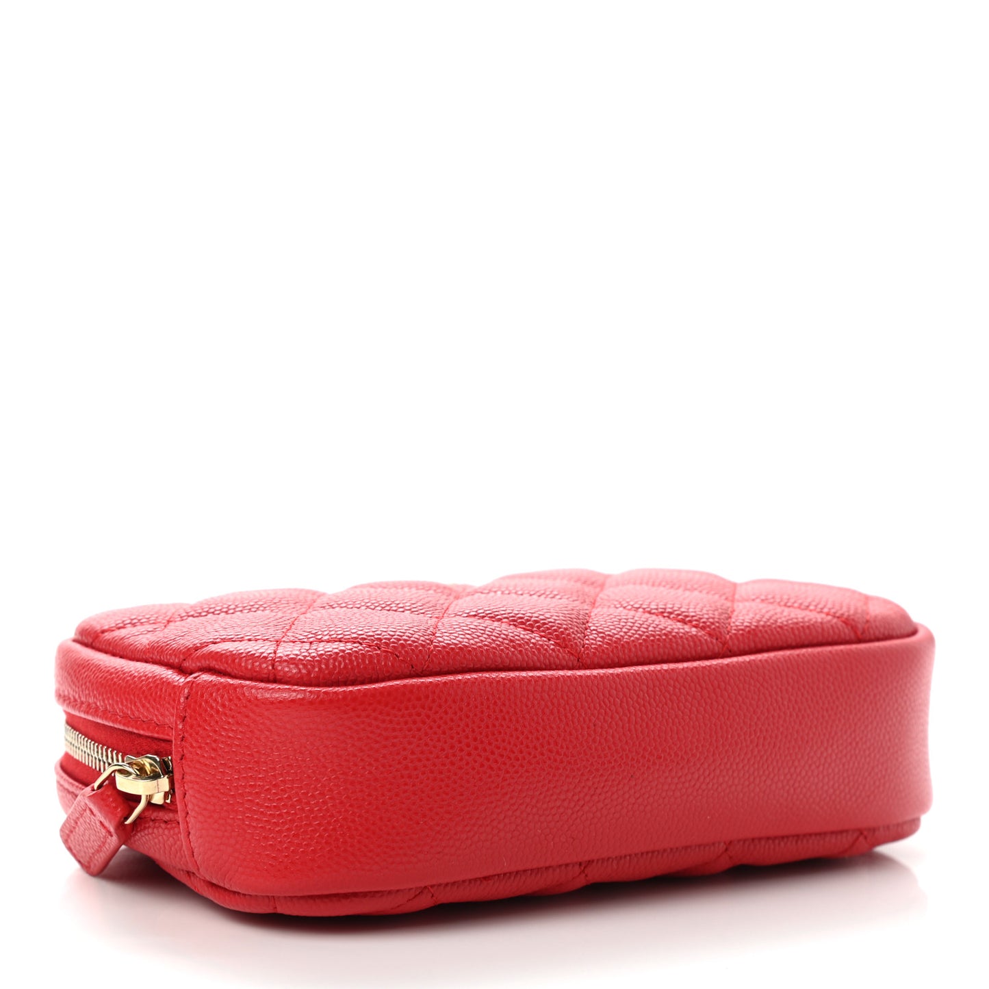 Caviar Quilted Small Curvy Pouch Cosmetic Case Red
