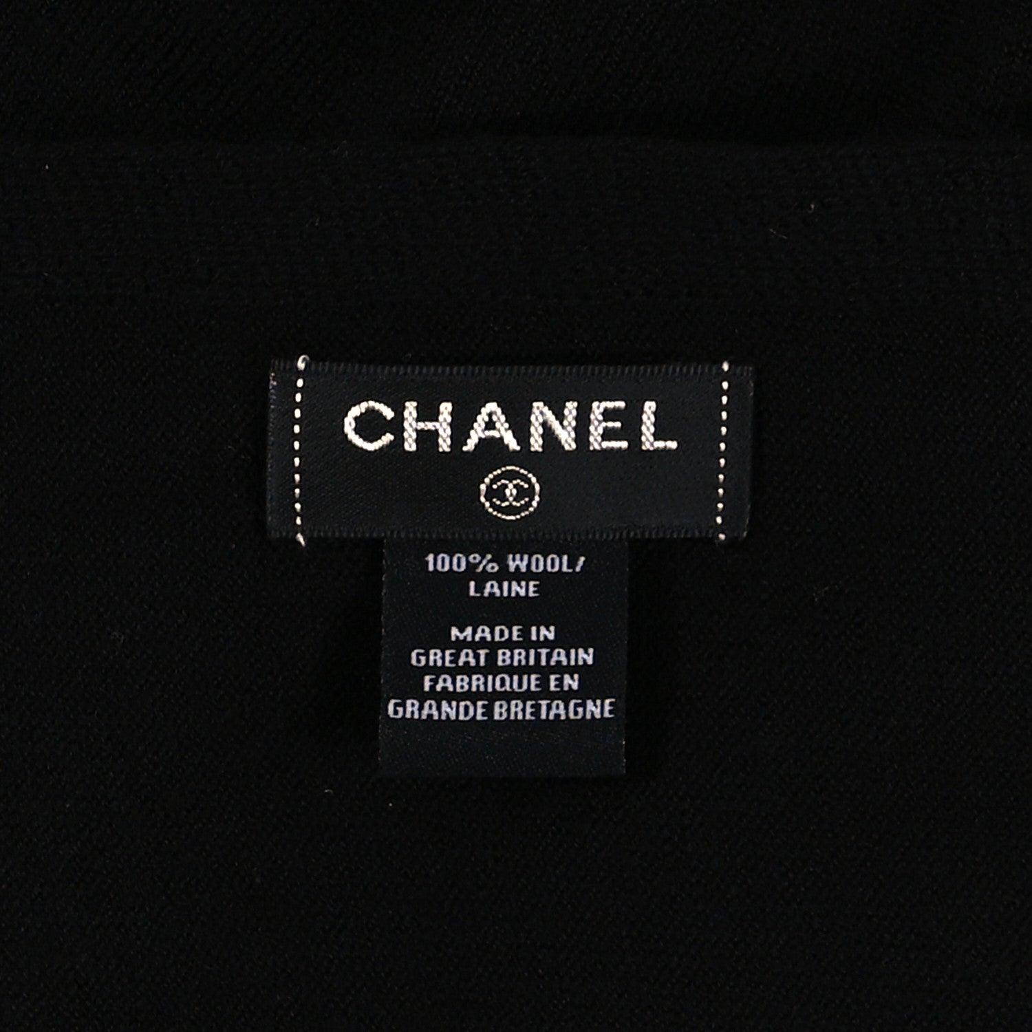 Chanel Wool Logo Scarf Black White 3 of 3