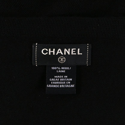 Chanel Wool Logo Scarf Black White 3 of 3
