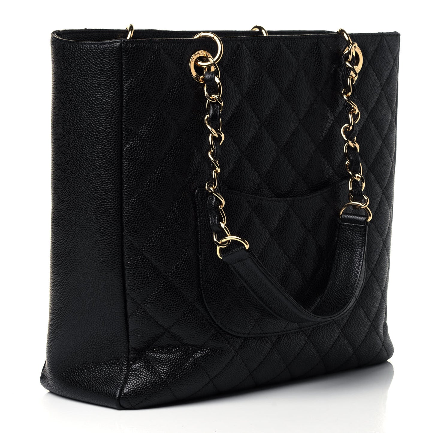 Caviar Quilted Vertical Grand Shopping Tote GST Black