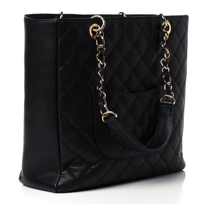 Chanel Caviar Quilted Vertical Grand Shopping Tote GST Black 2 of 4