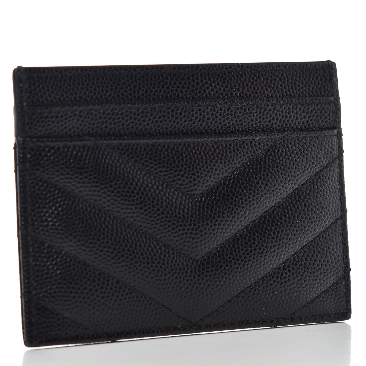 Grain De Poudre Matelasse Chevron Monogram Credit Card Case Black