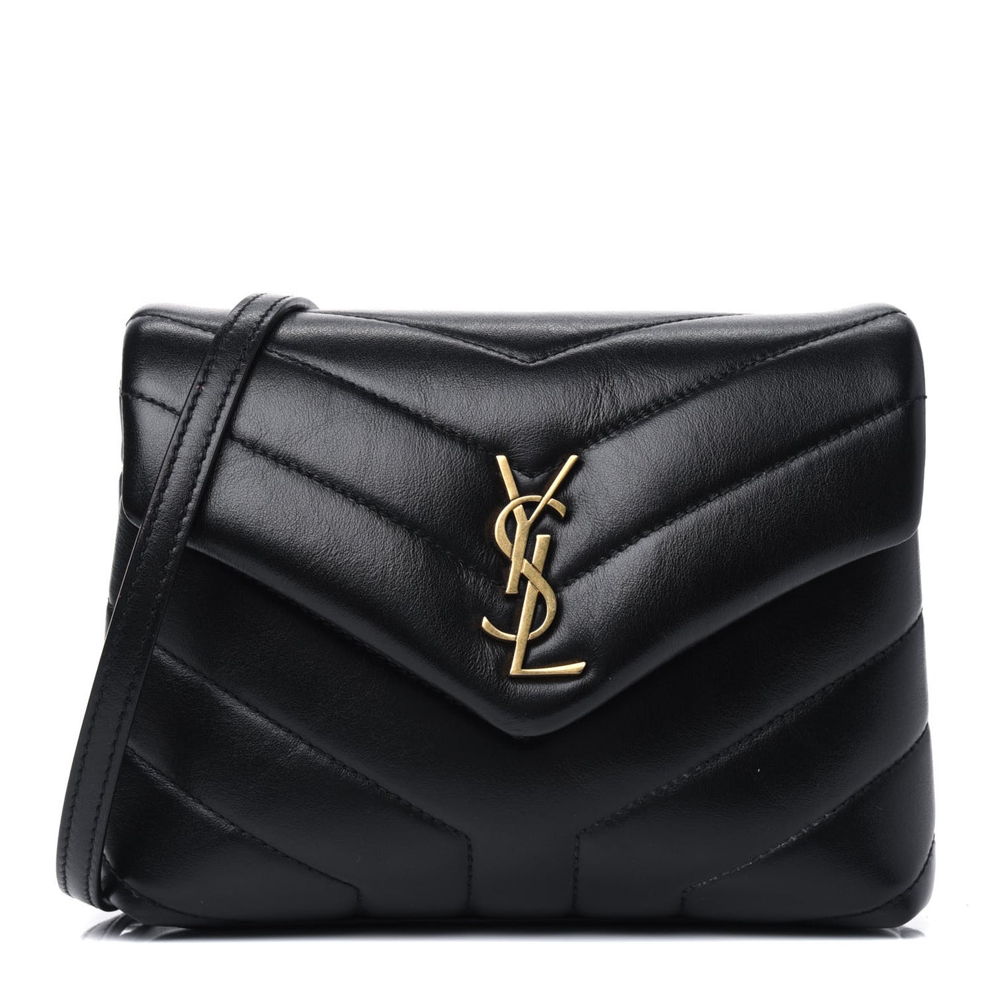 Calfskin Y Quilted Monogram Toy Loulou Crossbody Bag Black