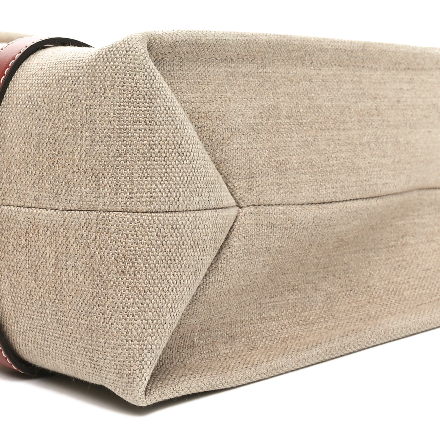 Linen Calfskin Medium Woody Ribbon Tote White Brown