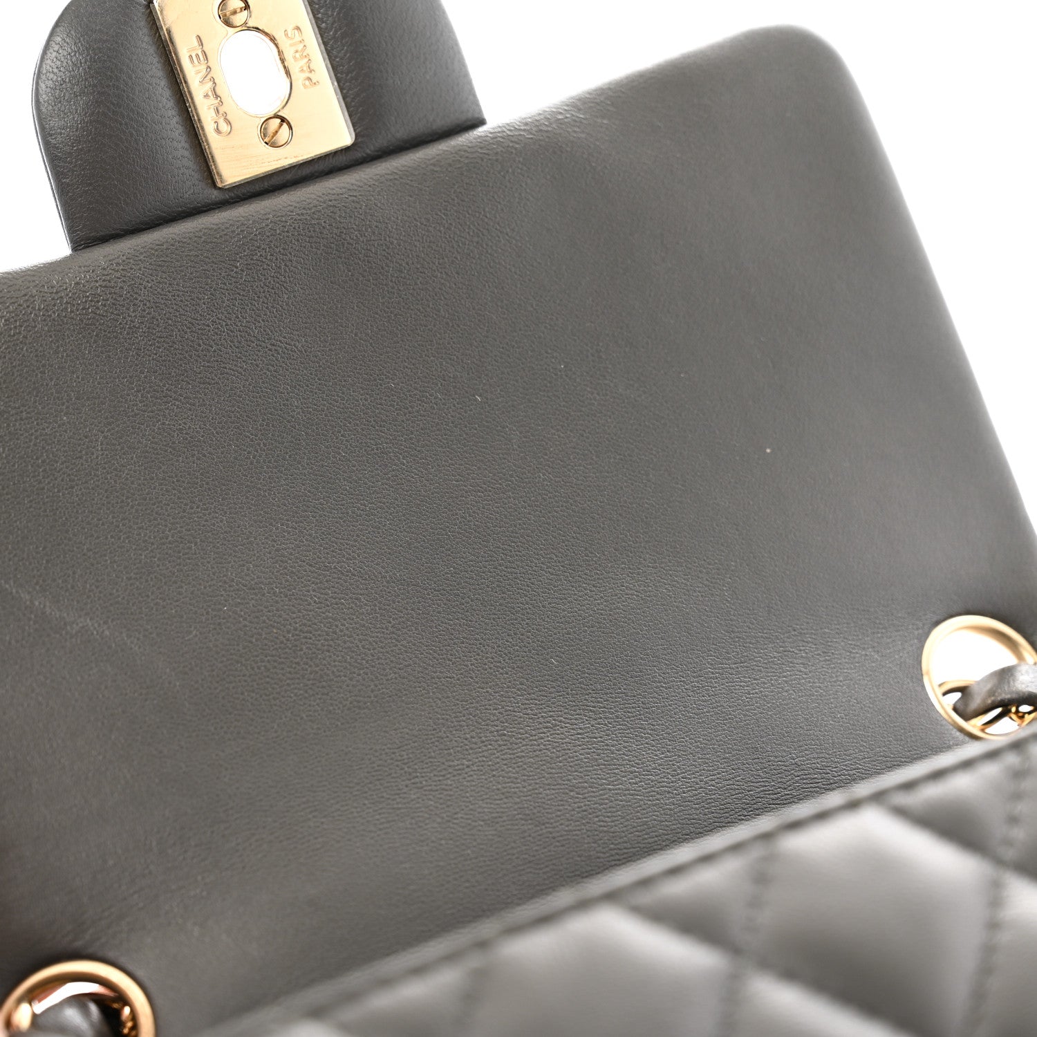 Chanel Lambskin Quilted Mini Square Flap Dark Grey 13 of 13
