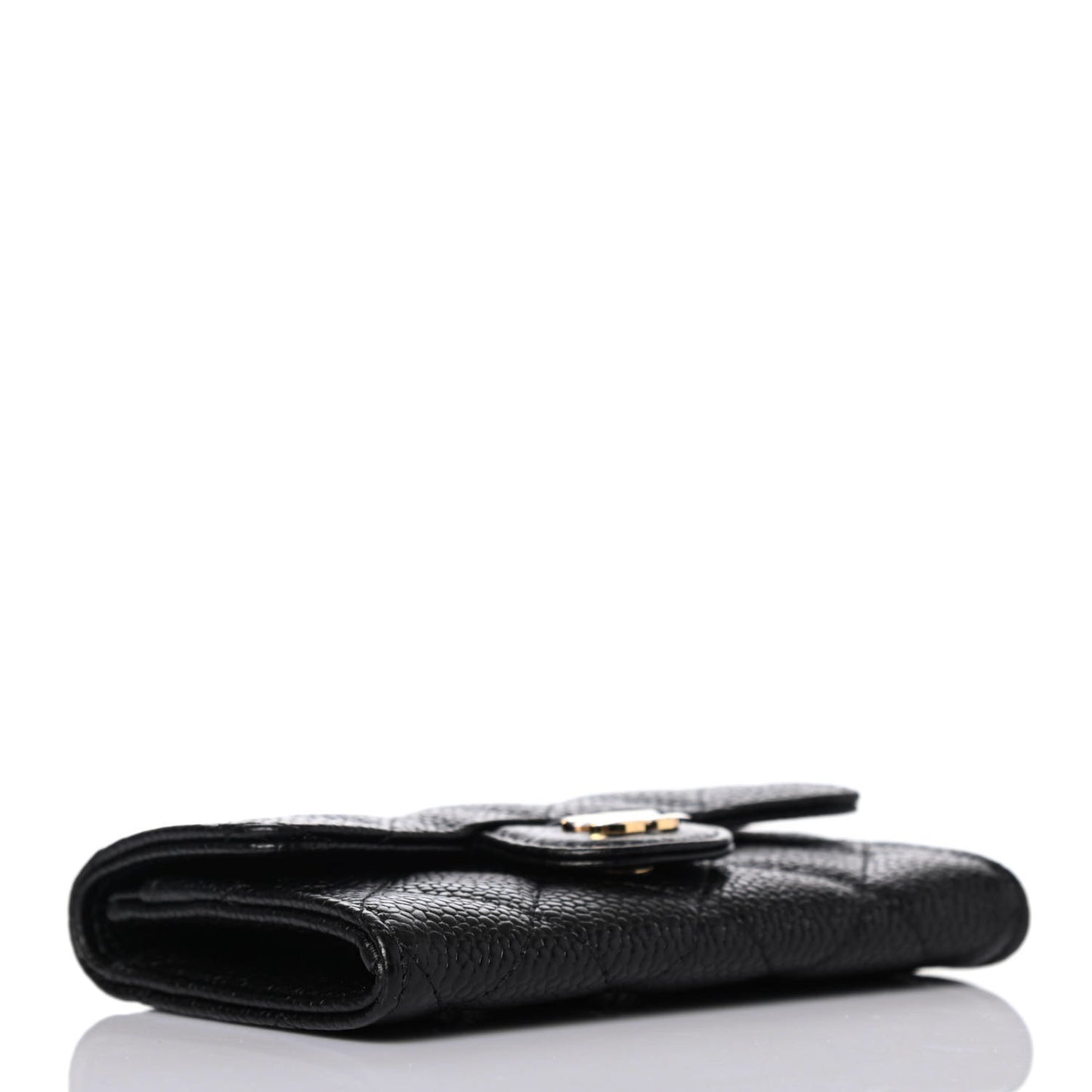 Caviar Quilted Flap Card Holder Black