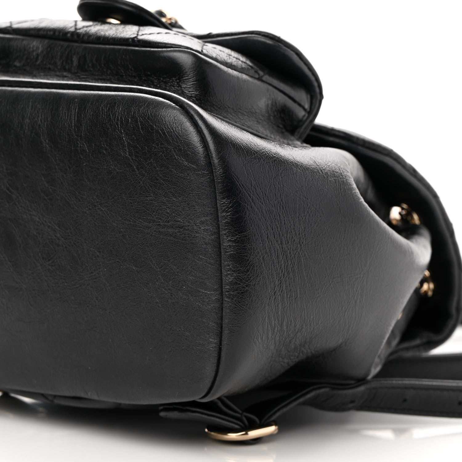 Chanel Glazed Aged Calfskin Quilted Small Duma Drawstring Backpack Black 10 of 10