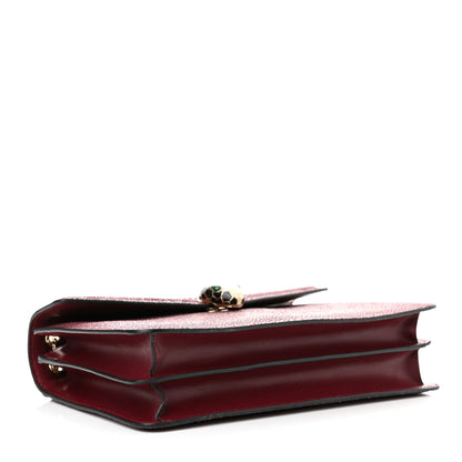 Bulgari Calfskin Galuchat Serpenti Forever Shoulder Bag Plum 4 of 10