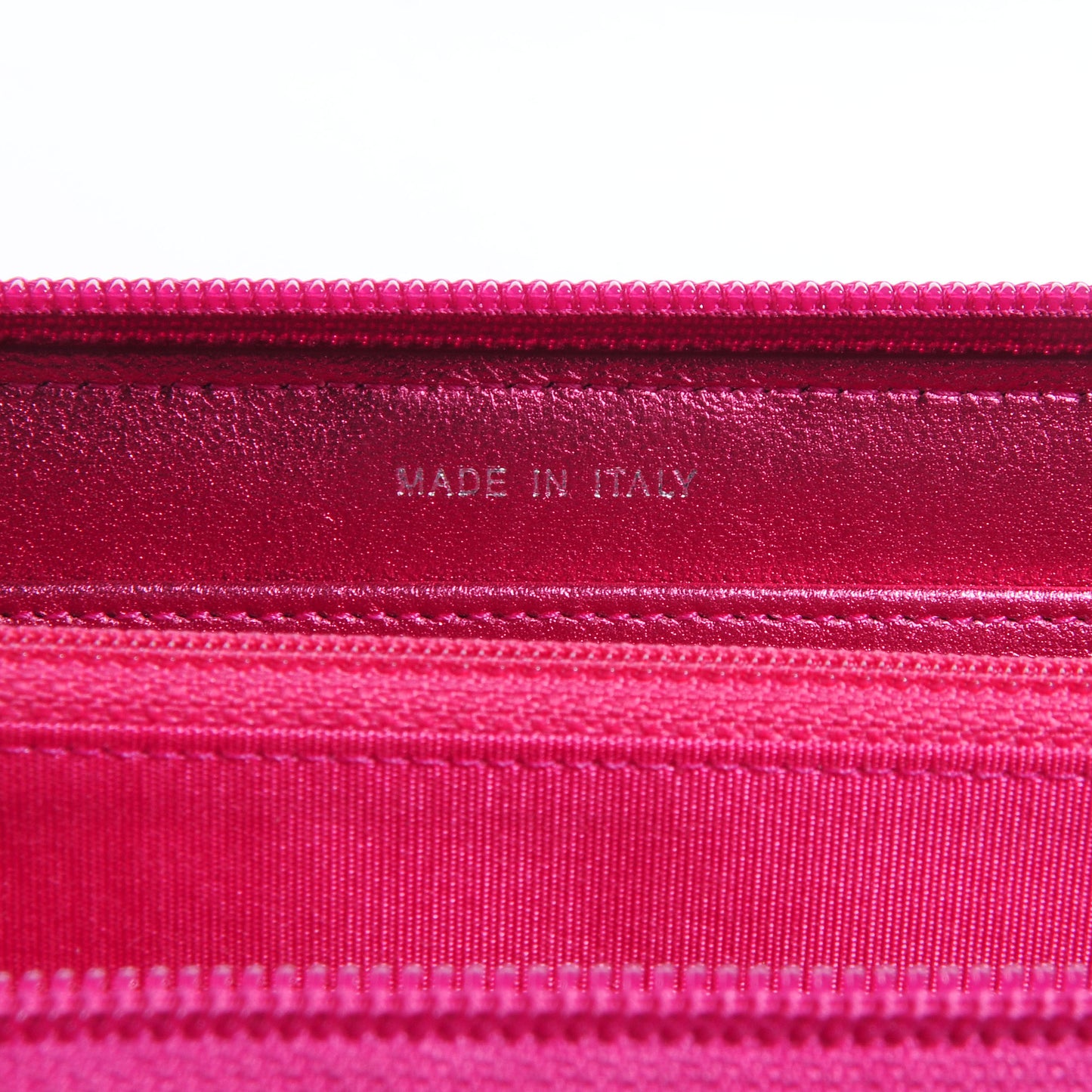 Metallic Patent Quilted Boy L-Gusset Zip Wallet Pink