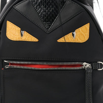 Fendi Nylon Vitello Dolce Goat Fox Fur Crocodile Monster Eyes Mini Backpack Black Sunflower 7 of 9