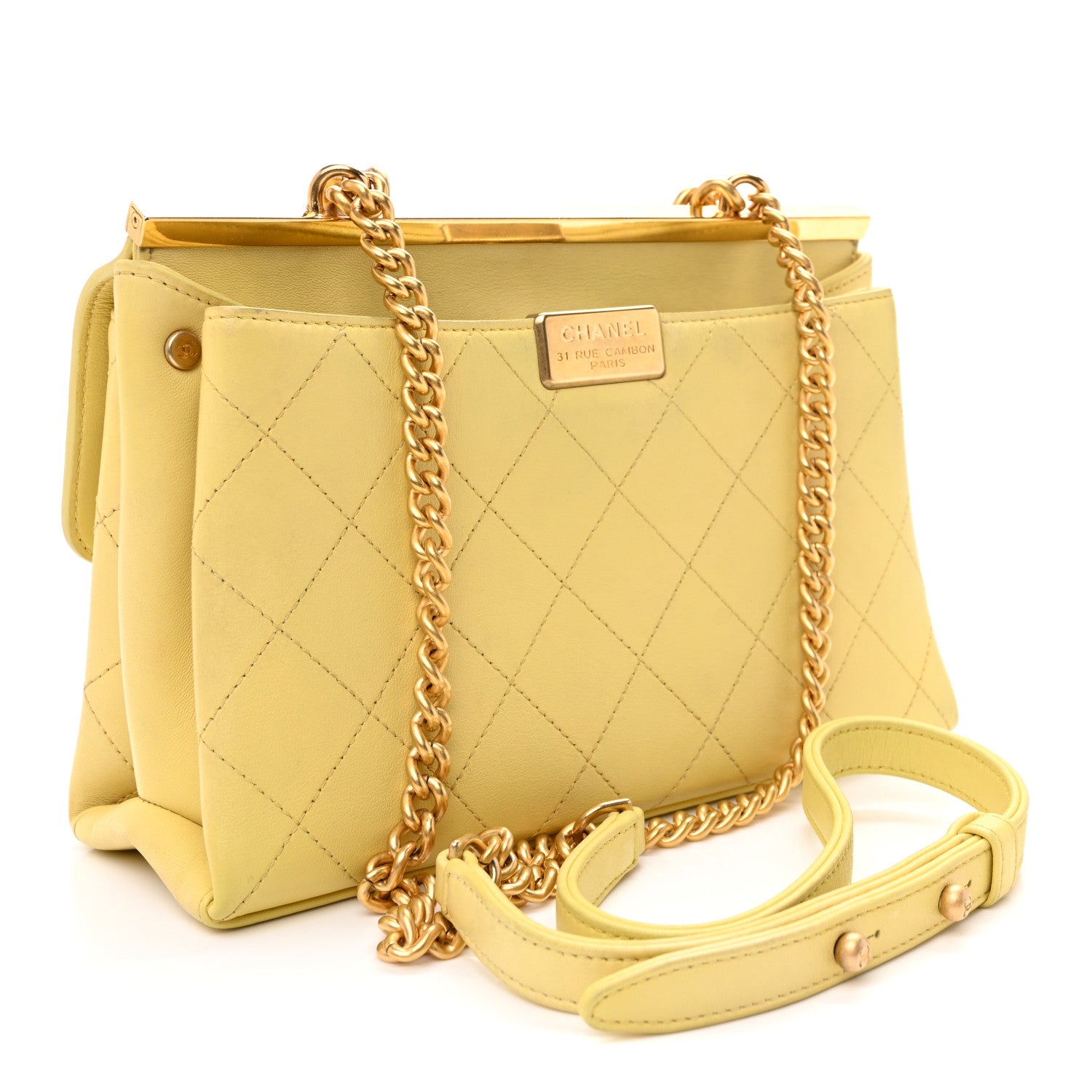 Chanel Lambskin Stitched Coco Luxe Small Flap Yellow 3 of 11